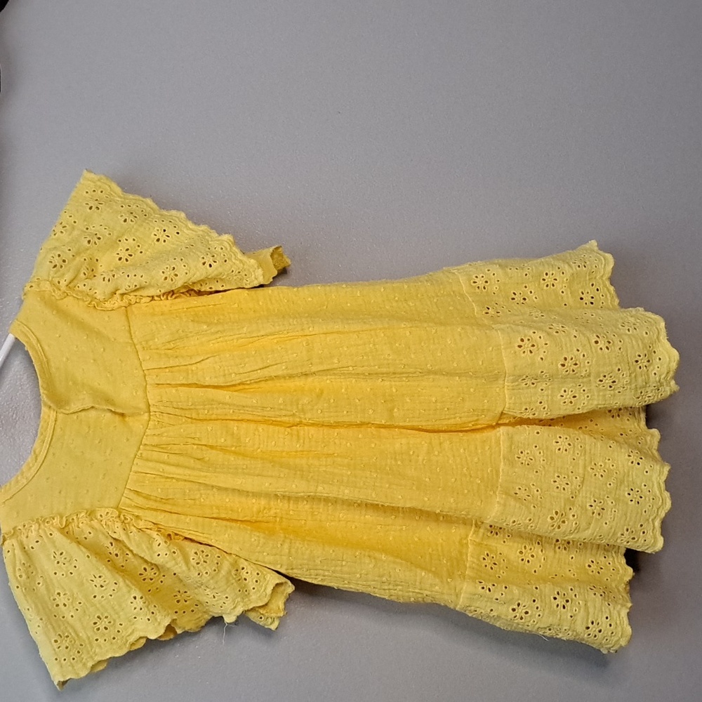 Rachel Zoe Boho Light Yellow Crochet Textured Dress Size 4T - Picture 8 of 8
